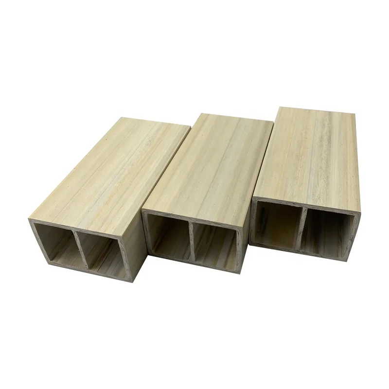 Cheap Custom Outdoor Wpc Composite Hollow Wood Timber Tubes Exterior Column Lid Eco-Wood Square Timber Tube Panel