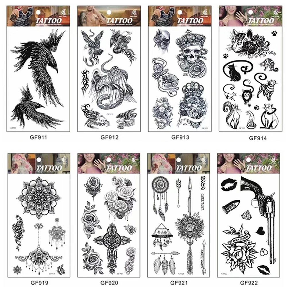Customized Water Transfer Paper Waterproof Temporary Tattoo Stickers 100 Tattoo Stickers