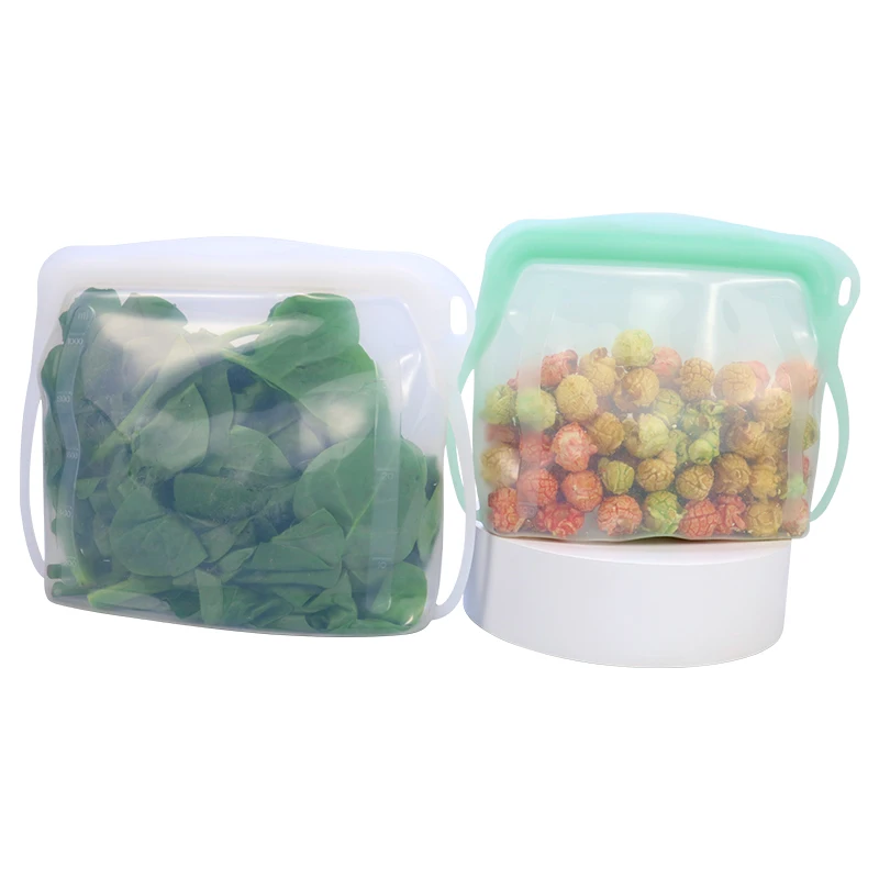 Silicon Freezer Reusable Stand Up Silicone Zip-lock Food Storage Zip Bag with Zipper Resealable Freezer Pouch Bags with Print