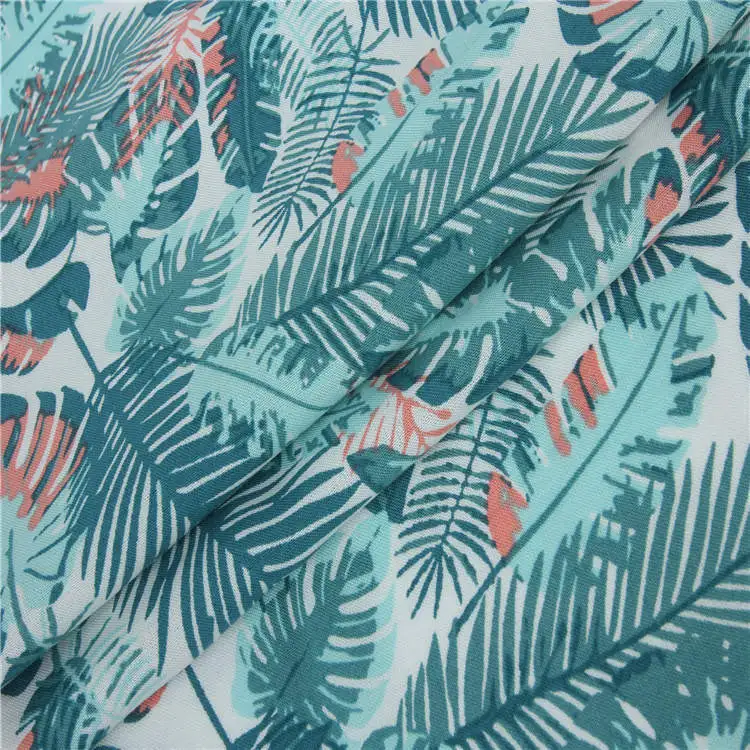 Wholesale hotselling woven plain 30S challis tropical floral digital printed 100 rayon fabric for dresses