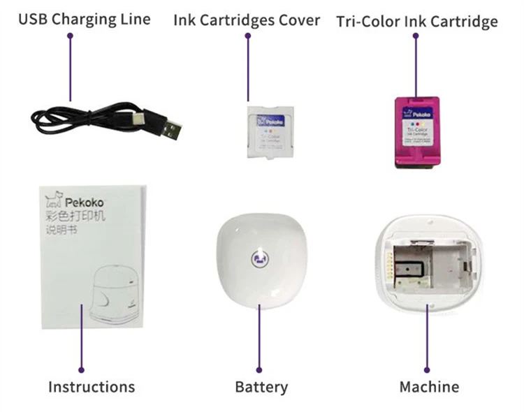 Pekoko Color Printer Mini Mobile Inkjet Printing Machine DIY Color Logo Date Ink Jet Printer