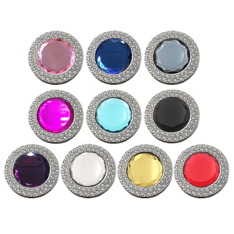 Creative Round Double Row Diamond Crystal Glass Bag Hook Custom logo Folding Metal Portable Table Hook Handbag Hanger