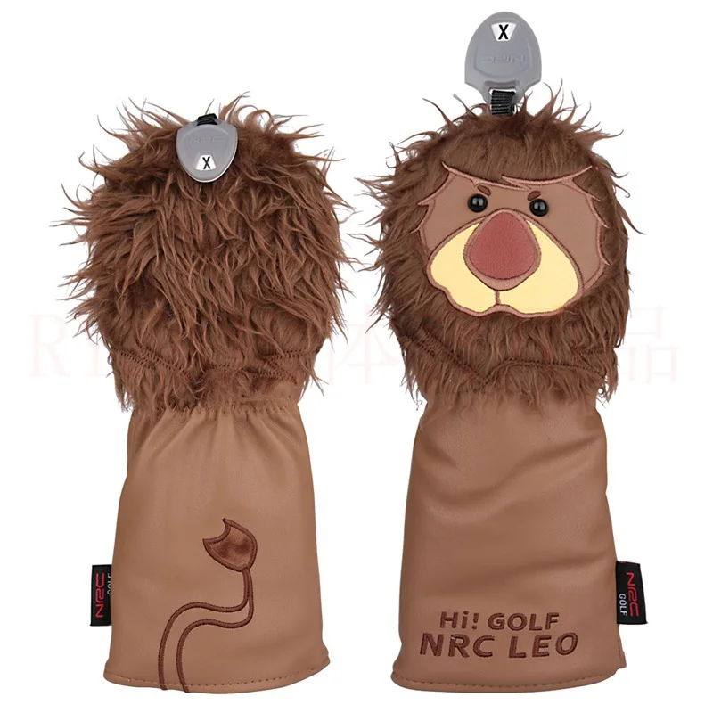Custom Wholesale Lion Fairway Woods Headcover Animal Plush Golf Head Cover