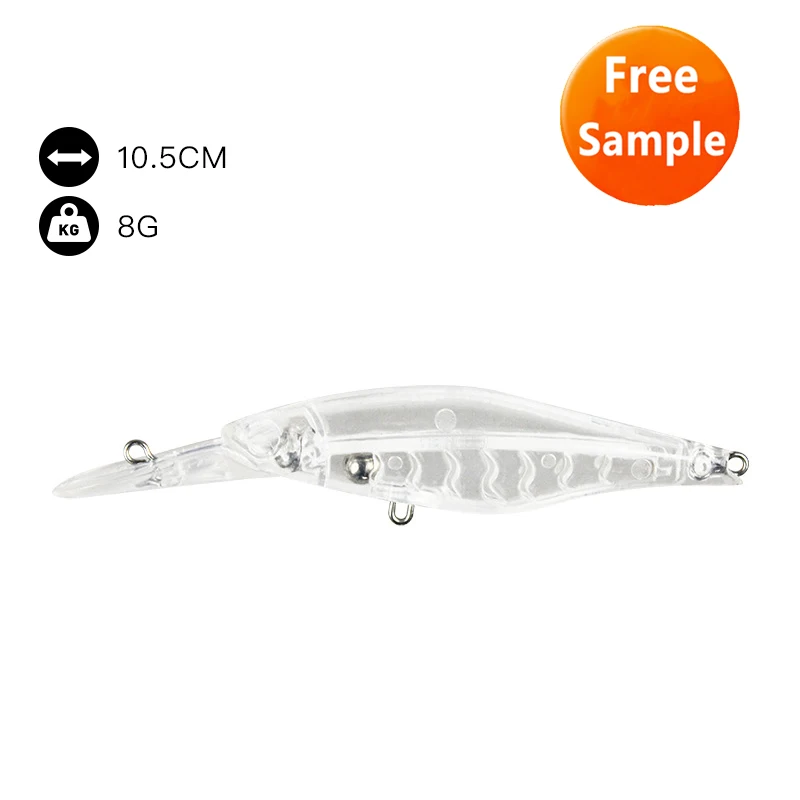 
Free Sample 8g Transparent Minnow Blank Lure Unpainted 