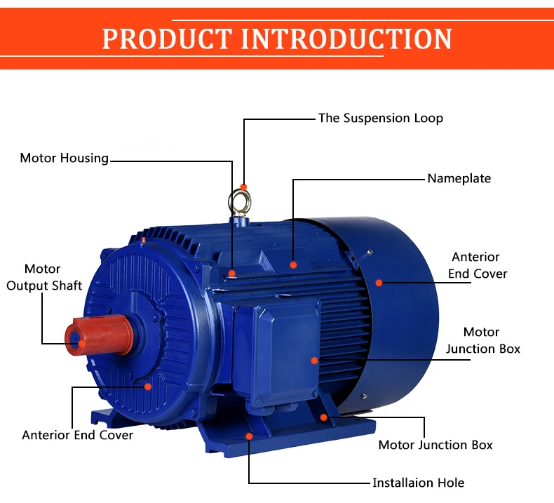 75HP YE2-280M-6P 55KW  AC induction three-phase asynchronous motor for boat and industry