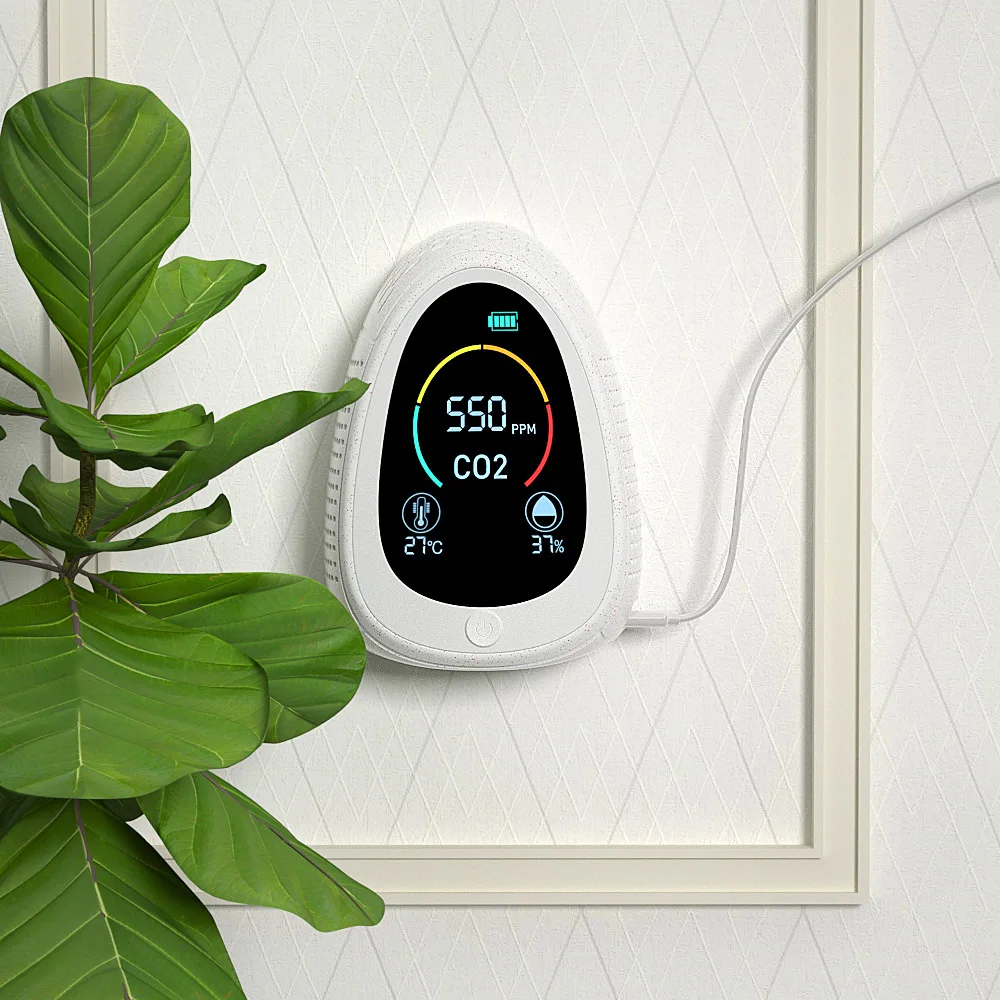2022 Wifi Desktop Carbon Dioxide Co2 Air Detector And Fire Smoke Alarm Greenhouse Co2 Monitor Gas Analyzer Ppm Meter
