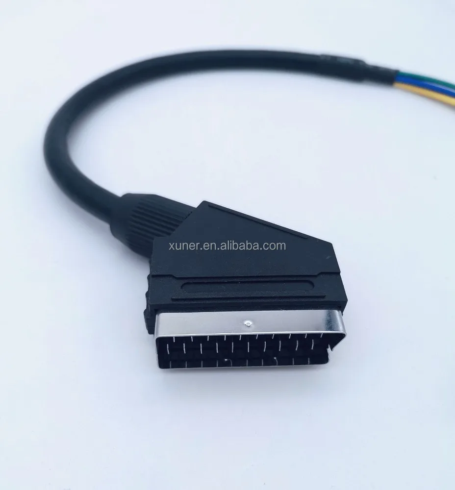 Male 21Pin 20Pin Scart to RCA BNC adapter Cable