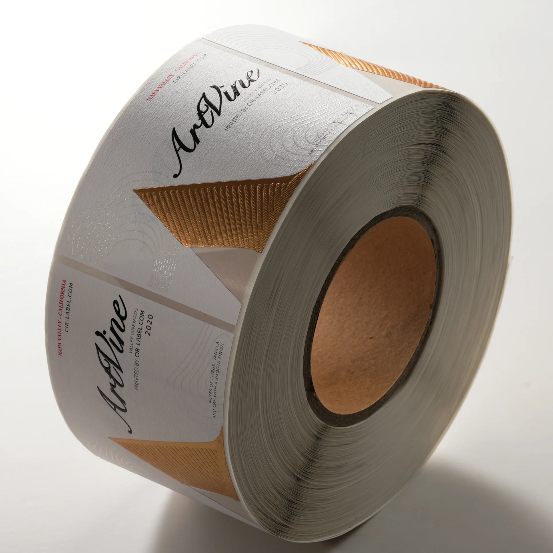 Custom Metallic Wine Stickers - Private Label Wine Labels with Gold Foil, Embossing, and Machine-Applied Adhesive Designs