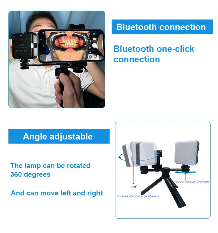 Adjustable Dental Oral Photography Light For Mobile Phone Dental Led Filling Light With Bluetooth