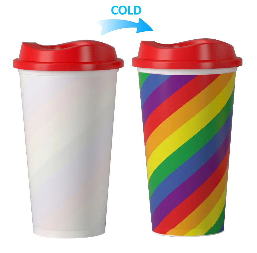 Eco Friendly Hot 16Oz Color Change Travel Pp Custom Plastic Mug Reusable Coffee Cup With Lids