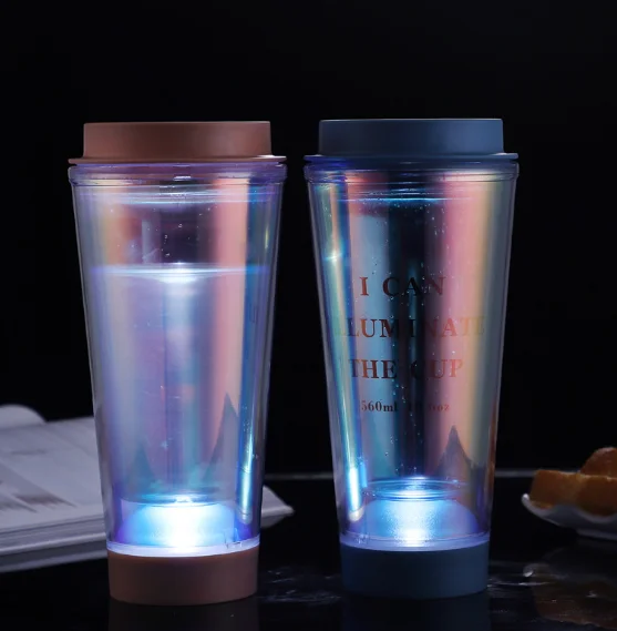 High-Value Gradient Color Plastic Luminous Cup Direct Drinking Water and Student Coffee Cup for Tea Usage