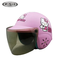 New arrivals Cute decals hello kitty girls protective helmet kids racing motorcycle helmets with visor