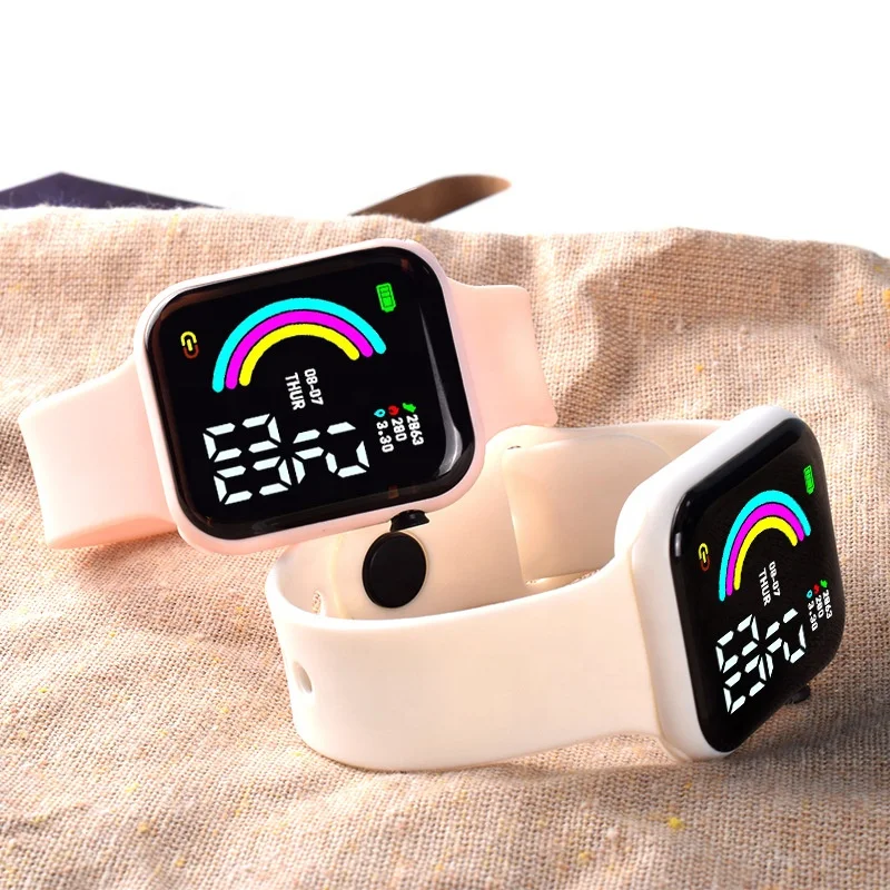 Children Electronic Silicone Band Waterproof Wristwatch Sports Led Digital Watch for Male and Female Students