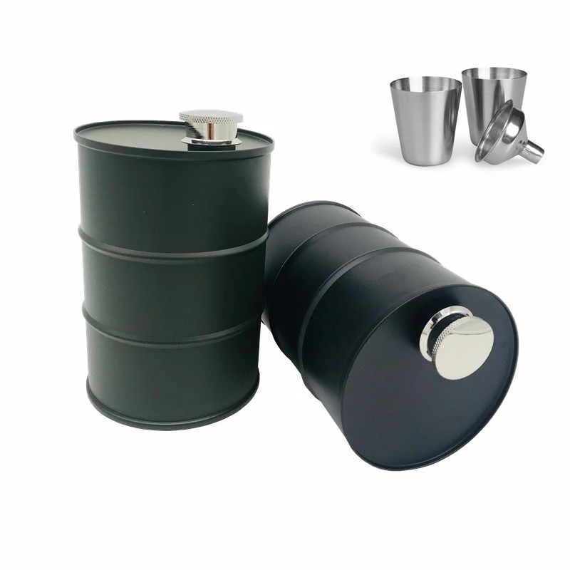 1 gallon US Hip Flask Oil Barrel Top Seller  In Stock Promotion Unique Mens Hip Flask Oil Barrel Drum Stainless Steel