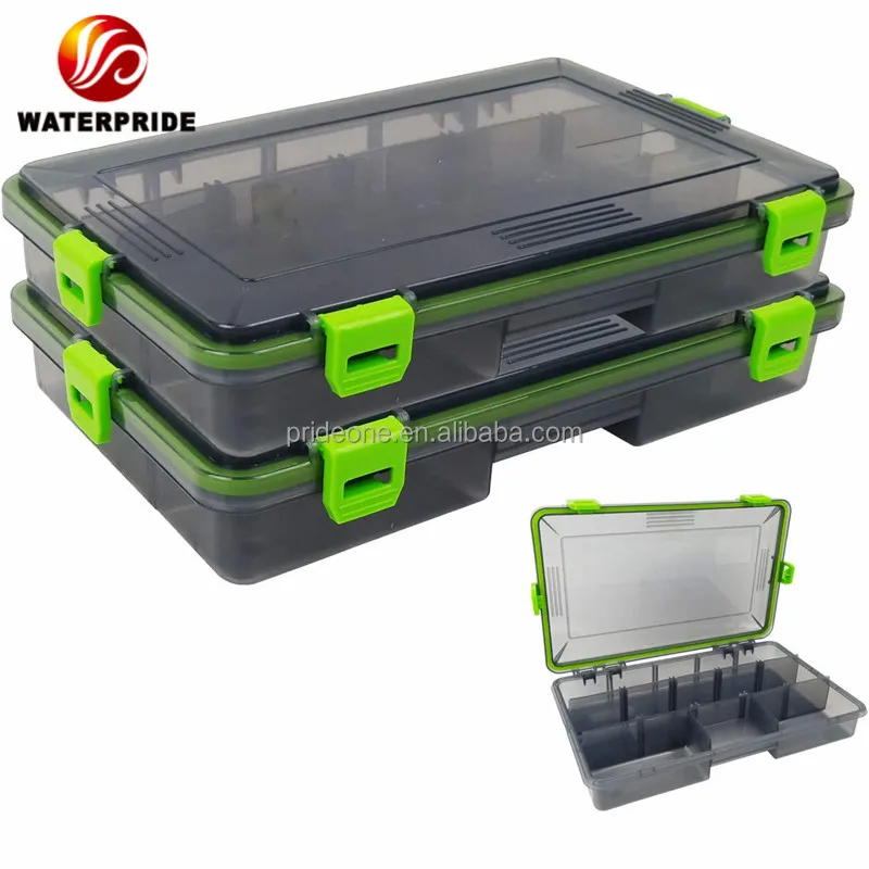Waterproof Airtight Stowaway Tackle Box Storage Organizer for Fish Lure Fishing Tackle Box with Adjustable Dividers Plastic Gray