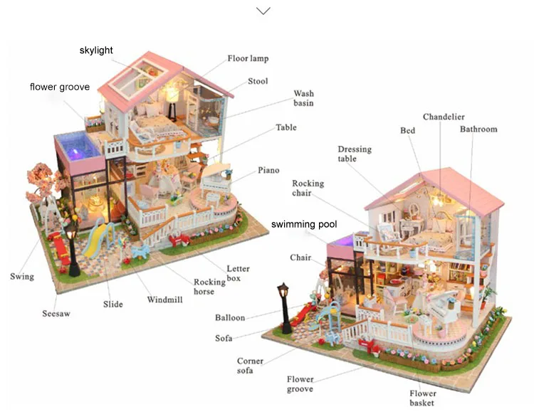 Hongda Handmade Crafts 1:12 Scale Diy Dollhouse Wooden Miniature  Dollhouse diy miniature dollhouse kit