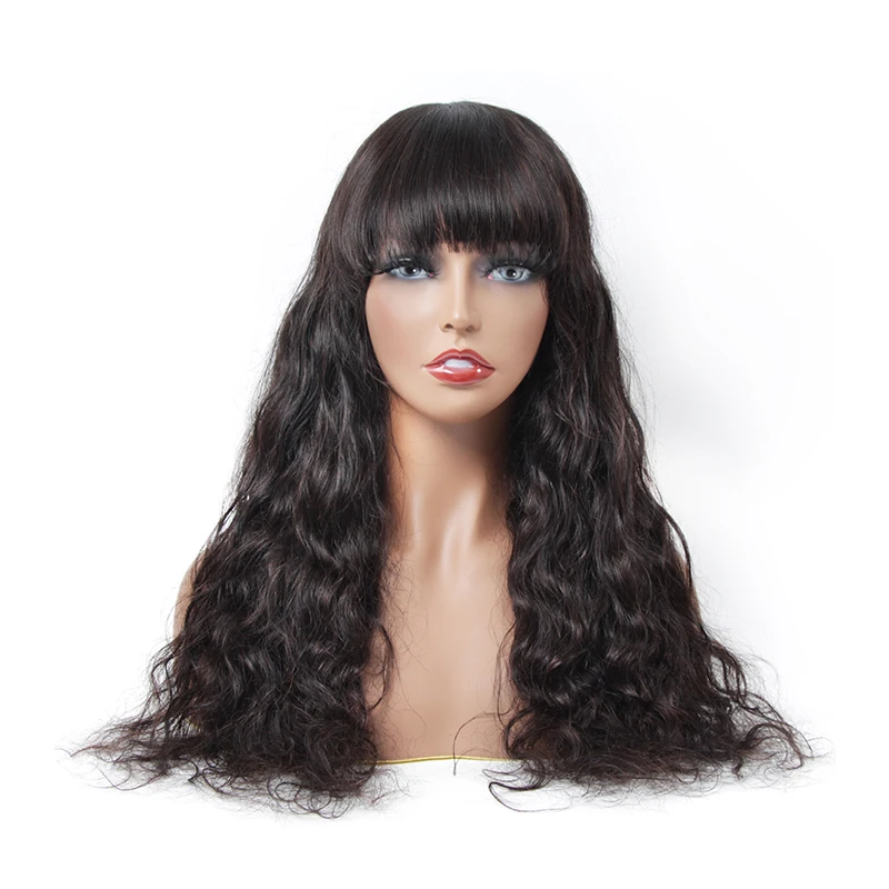 Cheap Human Hair Wig With Lowest Price Cuticle Aligned Loose Deep Wig With Bangs