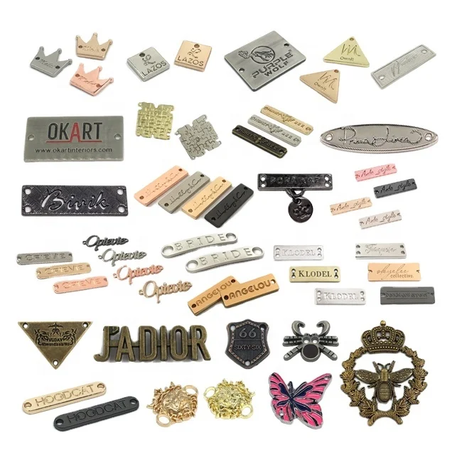 Fashion Design Engraved Brand Custom Metal Logo Label Tag For Clothing Or Handbag
