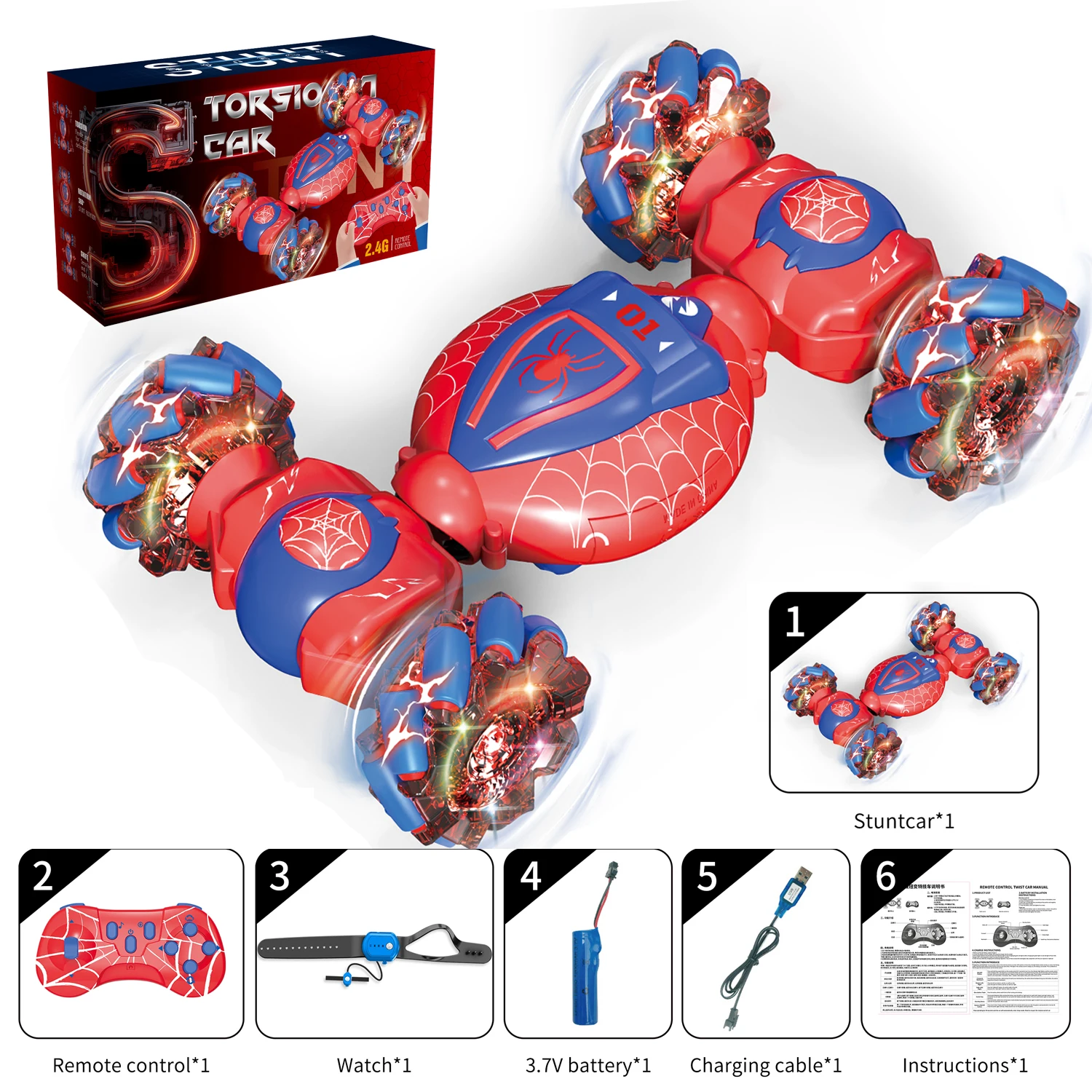 RC Control Car Toys 360 Rotating 2.4GHz Fast Stunt Cars with Wheel Lights Off Road Baby Toy Car