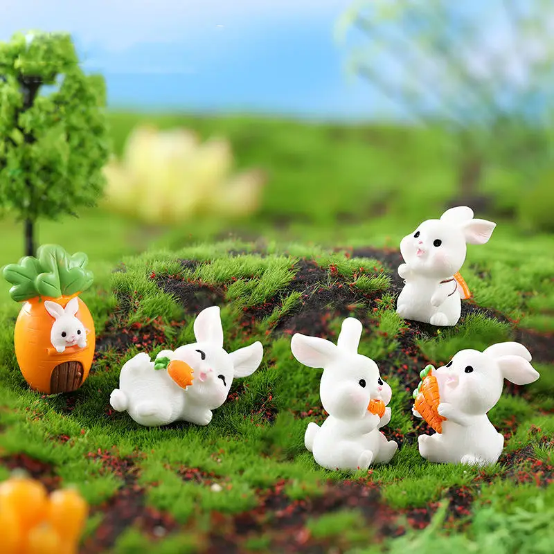 3D Resin Craft Animal Decorative Garden Gnome Ornament Landscape Props DIY Easter Rabbit Miniature