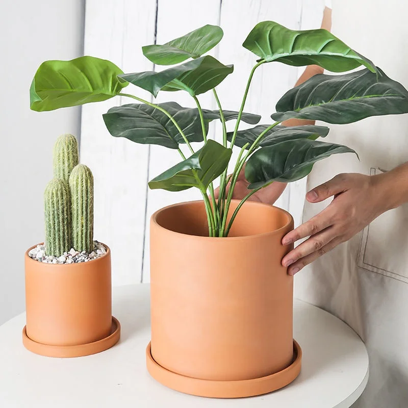 Hot Sale Terracotta Mini Succulent Pot with Tray Ceramic Planter Cactus Flower Garden Outdoor Usage Floor Condition Wholesale