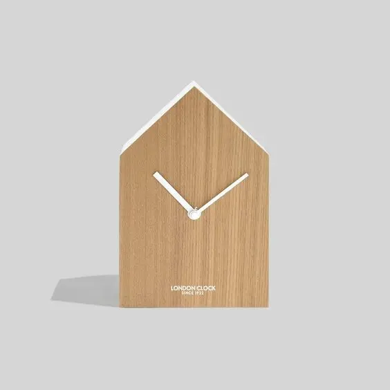 Wooden House Shape Block box clock Table Desk wall clock
