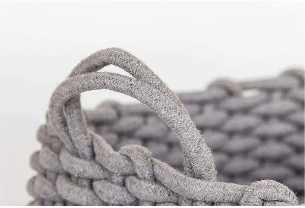 Wholesale Household Hand-Woven Thick Cotton Rope Natural Flax Fiber Laundry Basket Laundry Storage Basket