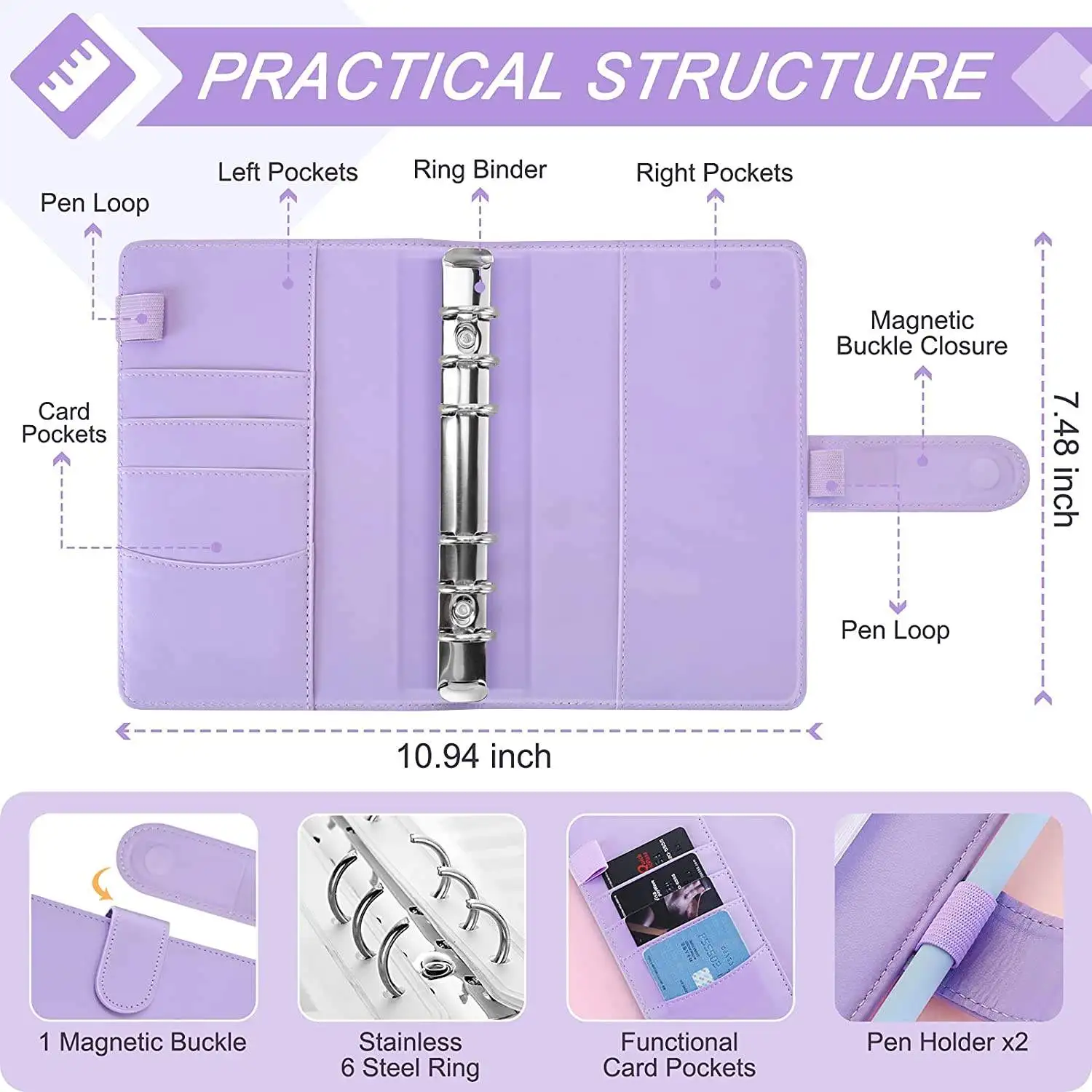 Custom Logo A6 Cash Planner Binder Budget Book with Custom Budget Zipper Folder Bag Binder Envelopes Available