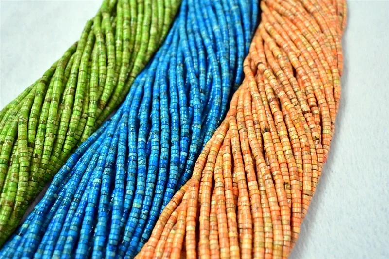 Flat Round Wheel Shaped Gemstones Strands Natural  Imperial Jasper Heishi Beads sea sediments Jewelry making