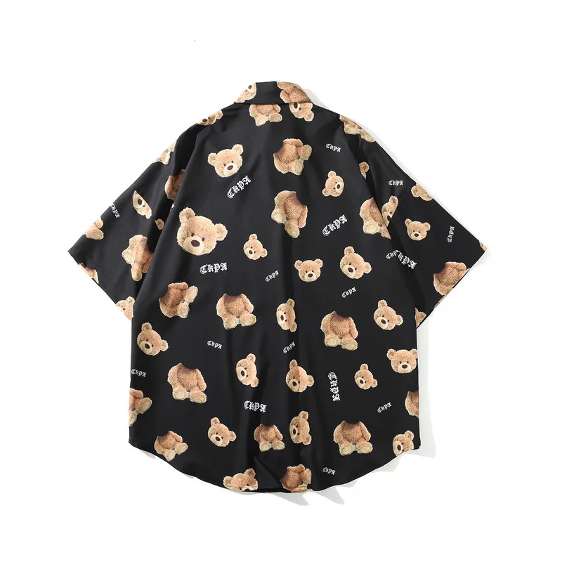 
2020 new arrival vintage Beheaded bear printing student short sleeve shirt for young men 