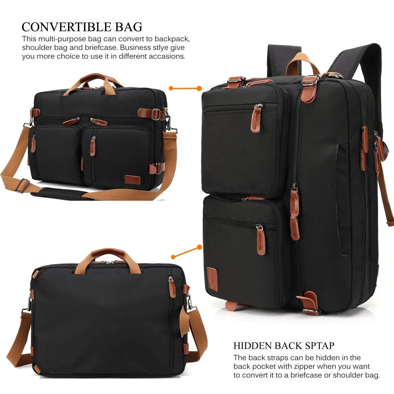 Manufacturers Custom New 3 In 1 Convertible Shoulder Messenger Computer Backpack Waterproof Canvas Laptop Bag For Men Women