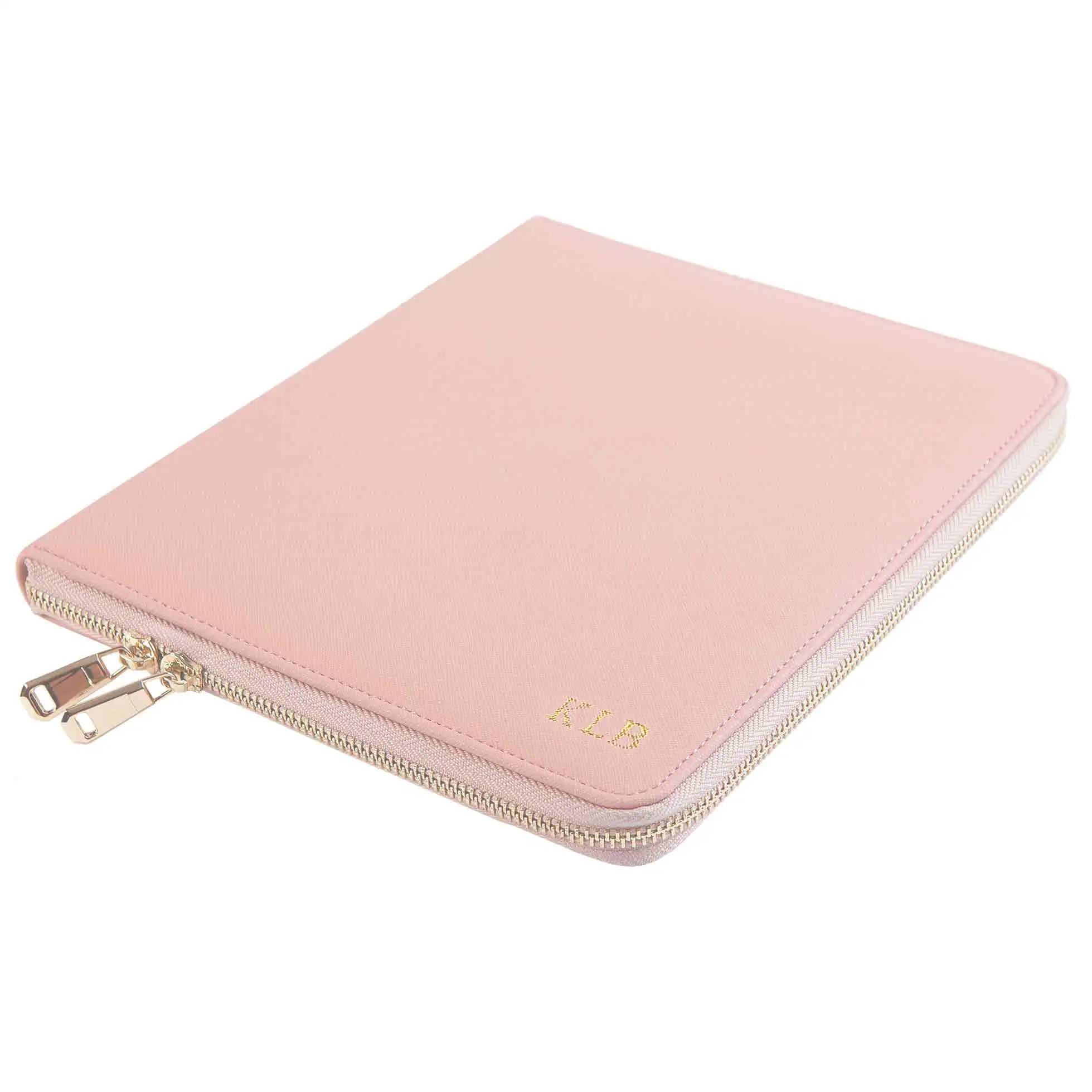 Pink A5 Documents Folder PU Leather Compendium Zip with Notepad