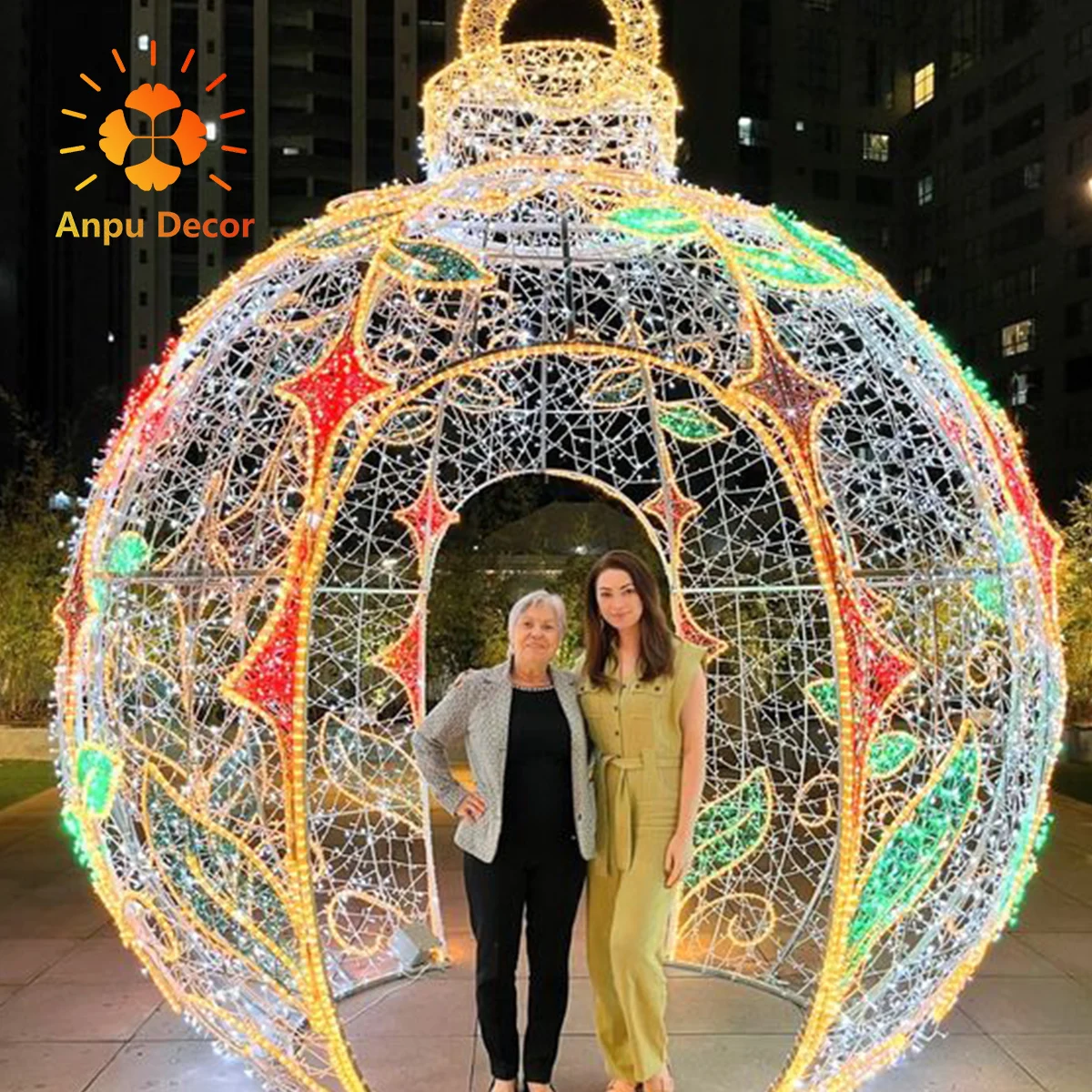 Giant big Decoration Waterproof Outdoor Large Christmas LED Christmas Ball Photo Prop motif lights for shopping mall