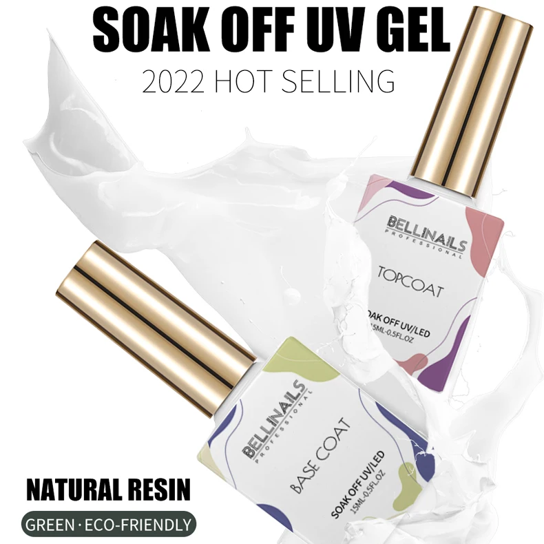 Bellinails Top Coat and Base Coat Soak Off Nail Polish UV Gel LED Nail Primer Gel Transparent Nail Art Gel Polish