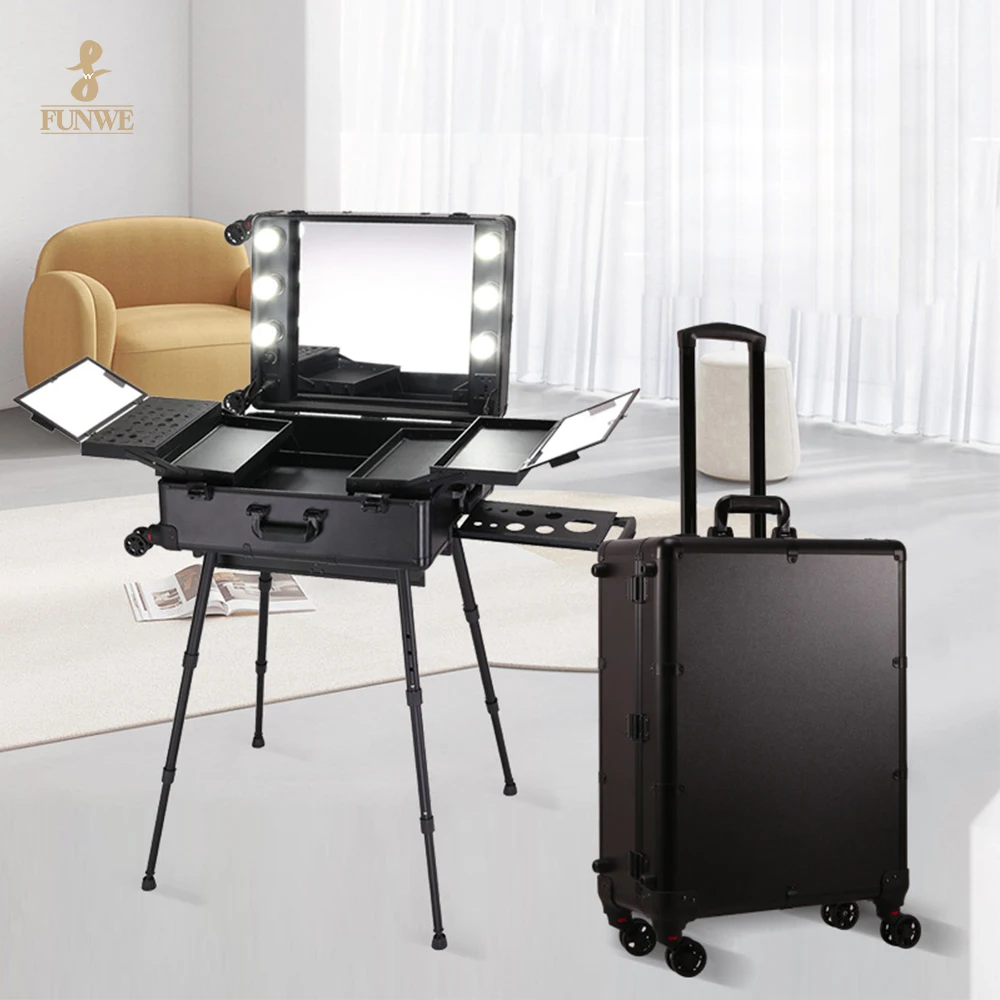 Cosmetic Train Case Aluminum Carrying Hand Professional Beauty Case Travel, Beauty Case Aluminum With Color Profile