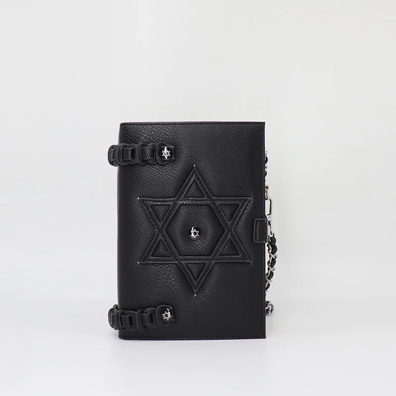 Gothic Style Pattern Customized Book Shaped PU Leather Chain Shoulder Bag