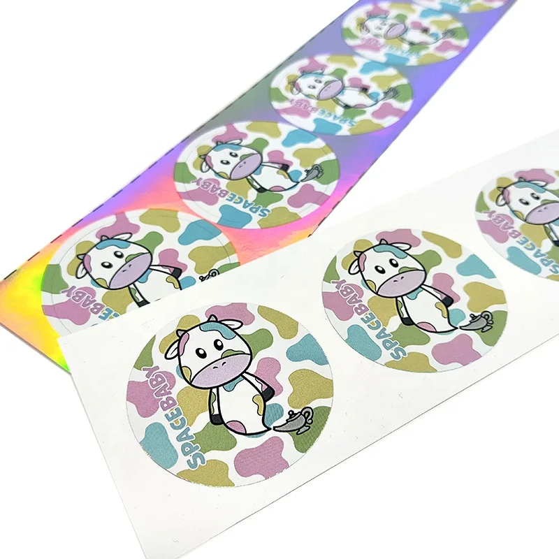 Whole sale Custom private logo Cartoon Cat Paper label Kawaii  Stickers round shape  Stickers