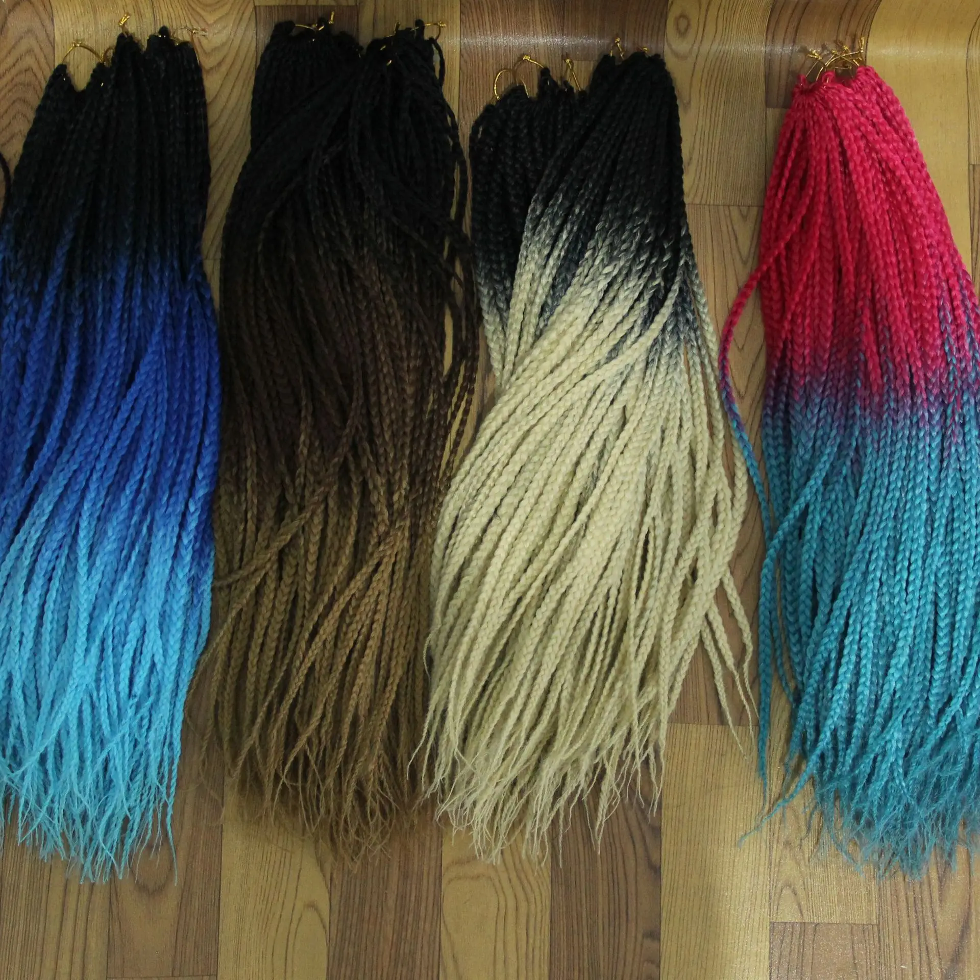 NEWLOOK22 inch colorful three-strand braid box braid 22 chemical fiber crochet braids hair extension wig