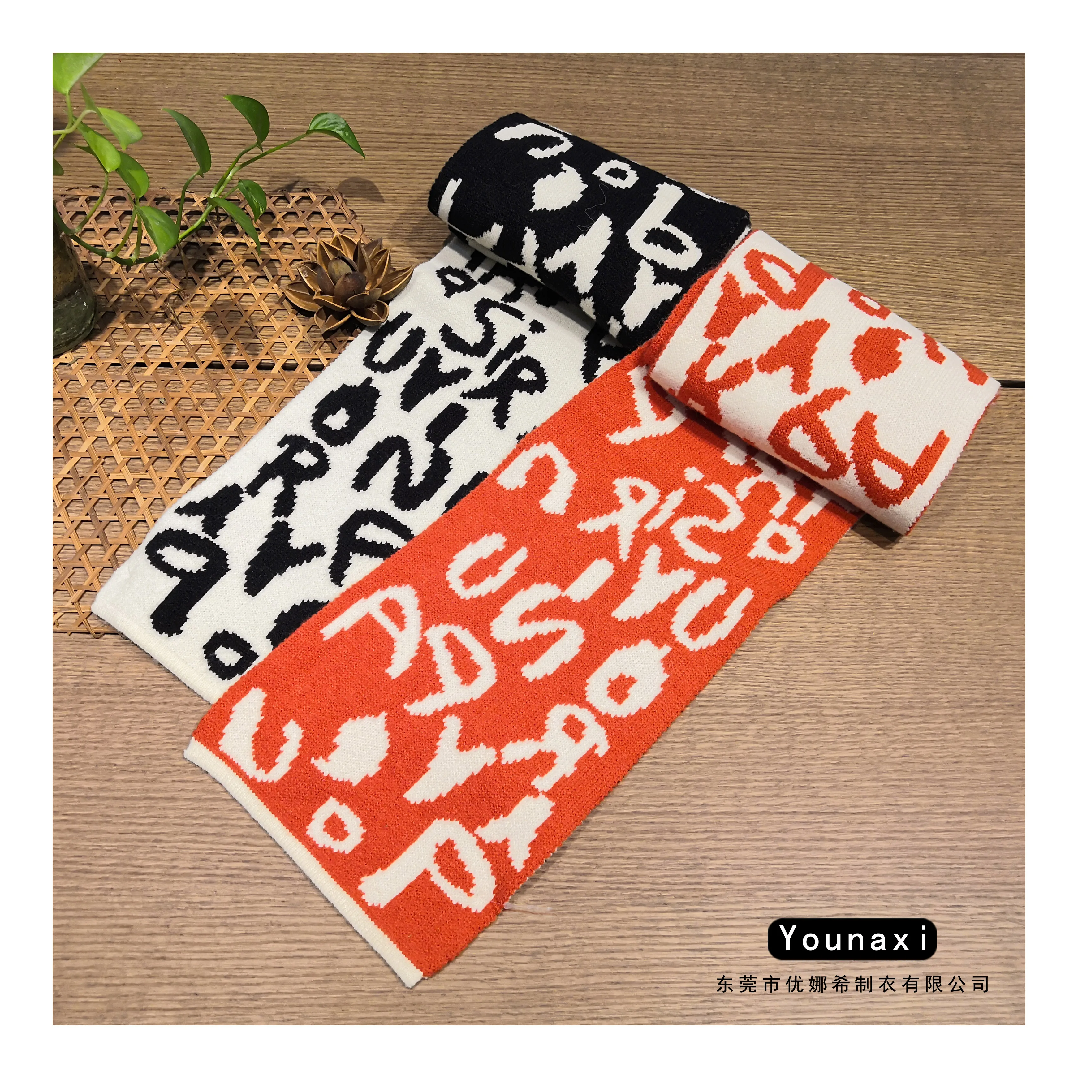 Woolen letter scarf winter cashmere warm accessories shawl letter sign luxury scarf