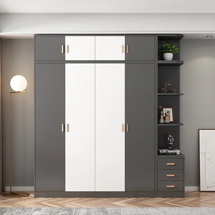 Nordic Organizer Bedroom Furniture White Black Storage Closet Wooden Modern Wardrobe