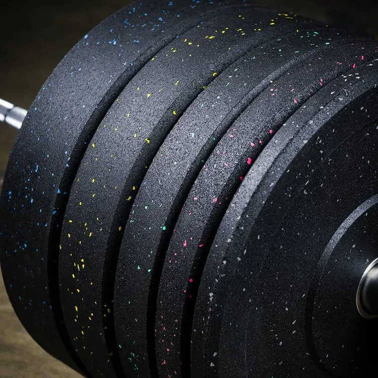 Wholesale Hot Sale Gym Barbell Hi-Temp Weight Crumb Rubber Bumper Plates Weightlifting Plates With Color Dot Kg Lbs Pounds