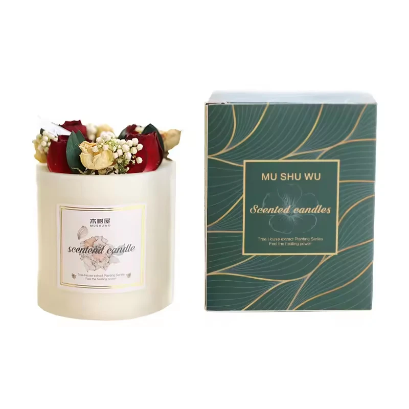 Handmade gifts birthday dried flower scented vegan plant fragrance soybean wax candles
