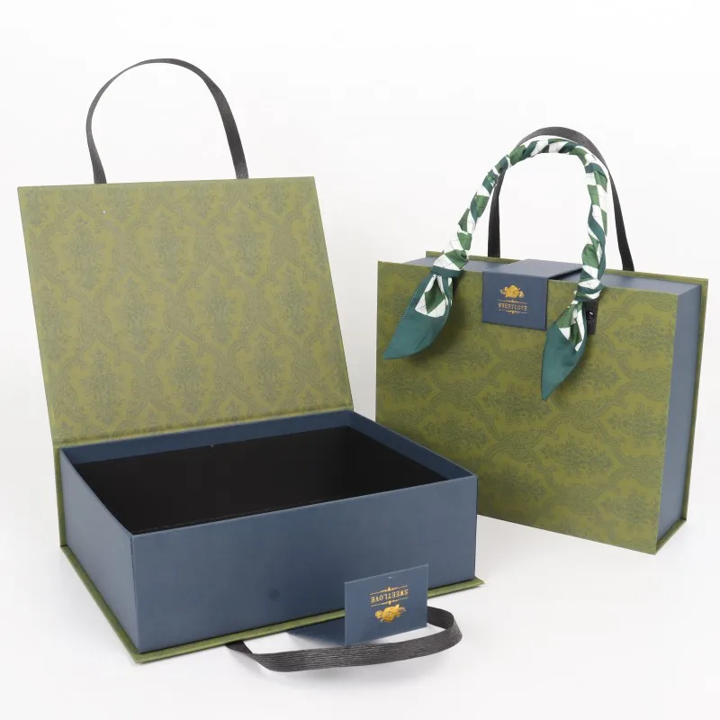 Custom Silk handle Large Rigid Cardboard Magnetic luxury clothing Gift box packaging custom box for dress