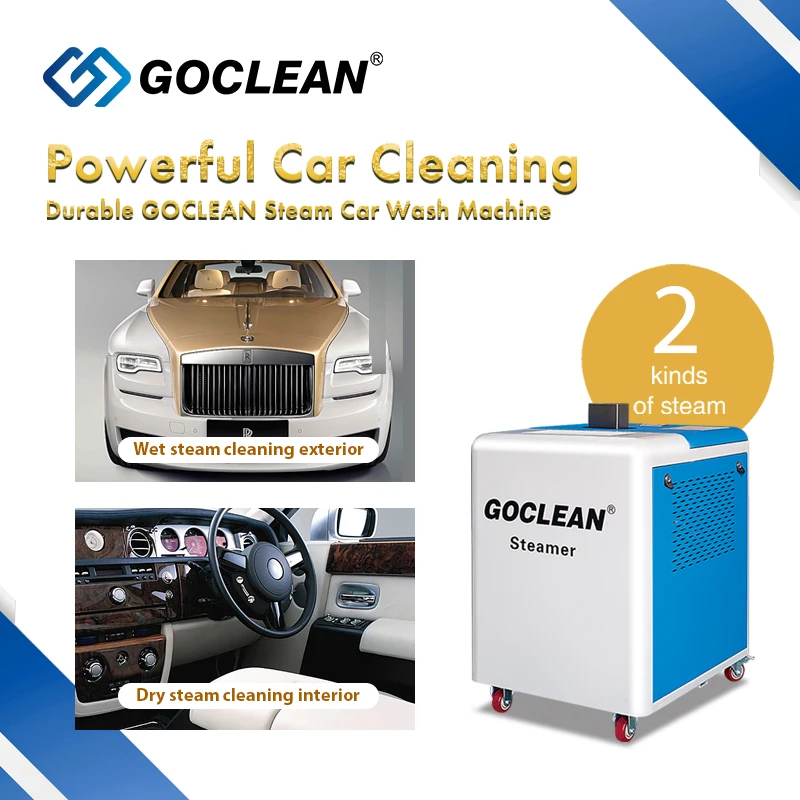 Car mat cleaning mechanic simply operates steam cleaning car washing equipment