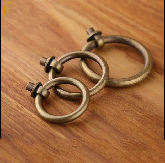 Zhuoqi Furniture drawer small handle simple pure copper solid pull ring medicine cabinet tea pot round handle