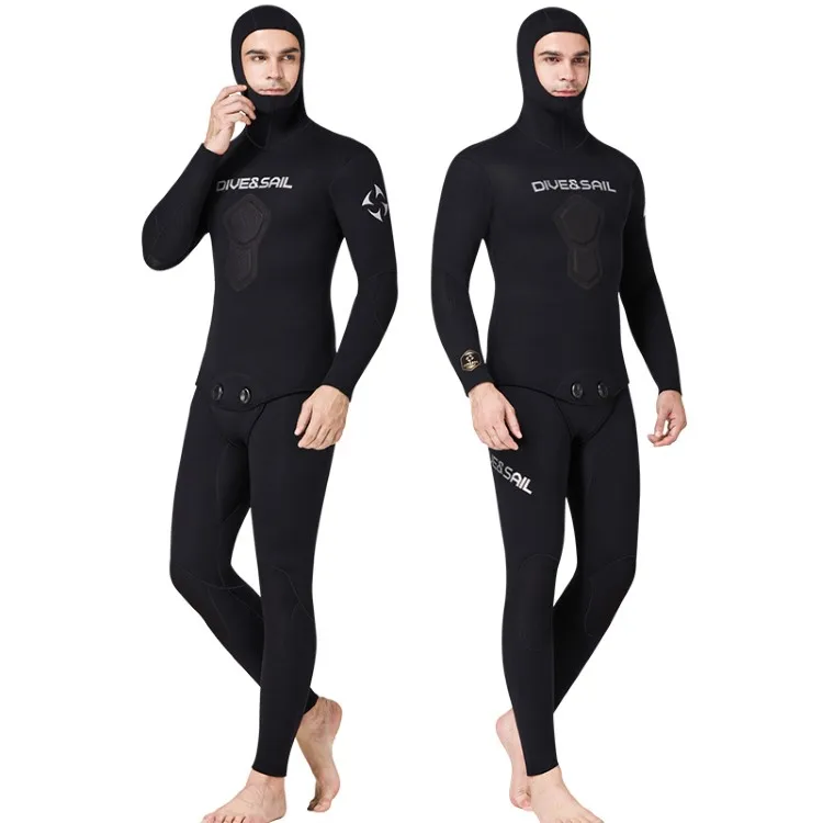 2021 New 1.5 MM Drop Shipping High Quality Free Diving Split Hooded Neoprene Spearfishing Wetsuit Spearfishing Suit