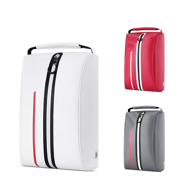 Fashion simple golf shoes storage bag PU leather waterproof golf shoes bag can be printed logo