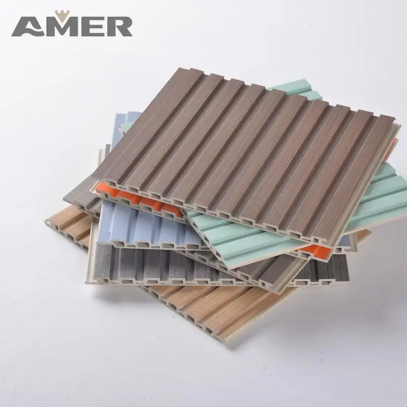 Amer the industry competitive price wpc fluted low price reasonable price wpc cladding wall cladding panel