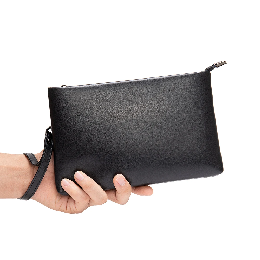 MARRANT Business Travel Men Clutch Bag with Wristlet Large Capacity Genuine Leather Wallet Leather Purse for Men