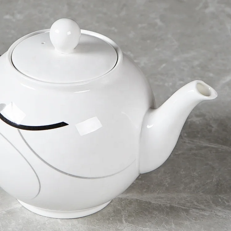 Customized Ceramic Kettle And Teapot Simple and Elegant 1200 ml White Ceramic Teapot Coffee Pot